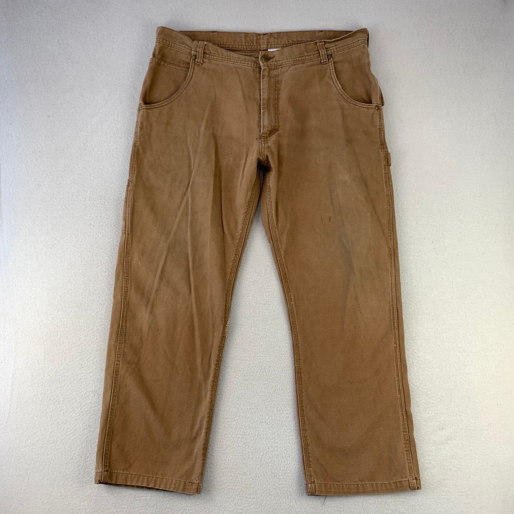 Key Dungaree Carpenter Pants Mens 36x30 Brown Heavy‎ Canvas Utility Workwear